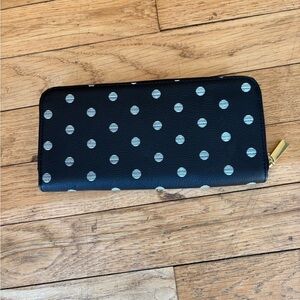 Black Polka Dot Wallet with Gold Zipper